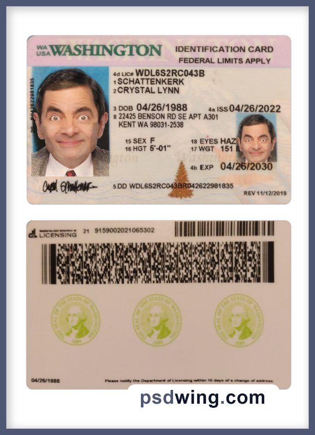 USA Washington ID Card 2022-Present